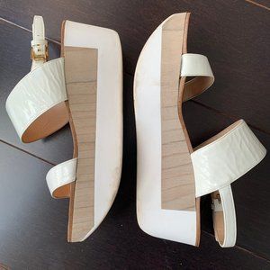 Jil Sander White Patent Leather Sandals 36